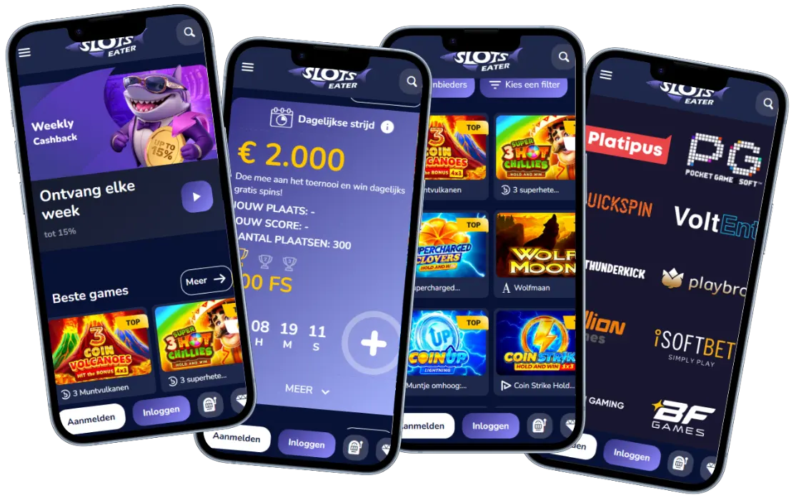Slots Eater Casino mobiele app met cashback, toernooien, slots en spelproviders